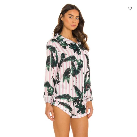 X REVOLVE Long Sleeve Top and Short Pajama Set - Palm Trees - Picture 2 of 3